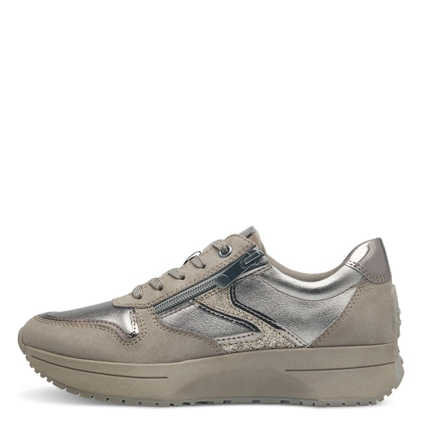 Marco Tozzi Zip Trainer-Taupe