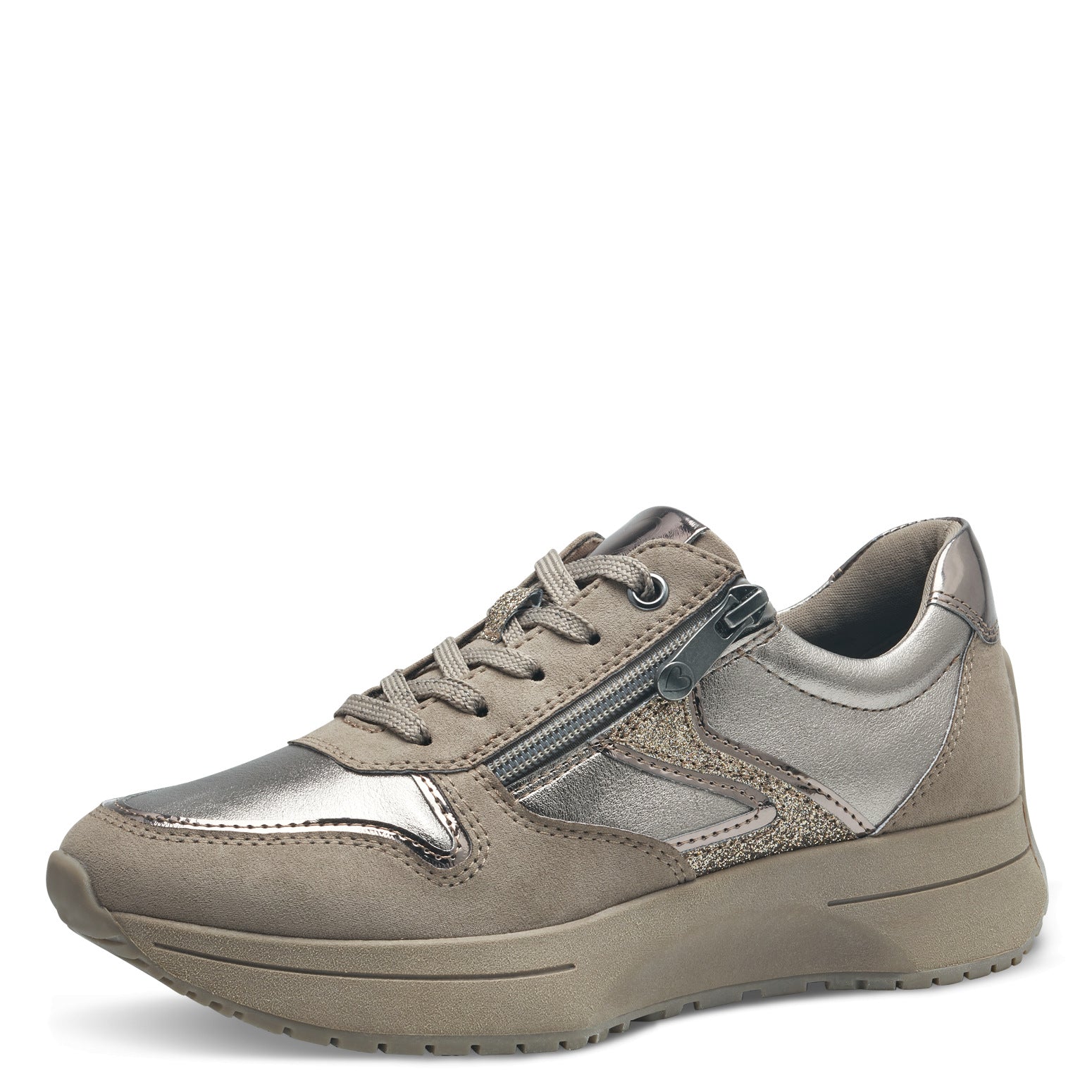 Marco Tozzi Zip Trainer-Taupe