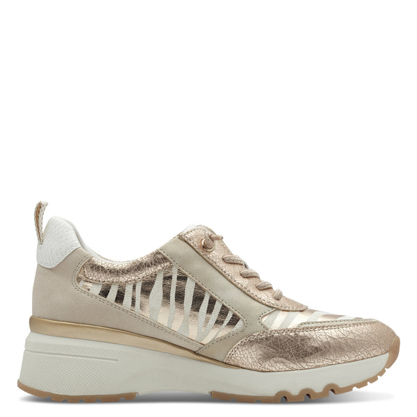 Marco Tozzi Wedge Zip Trainer Gold