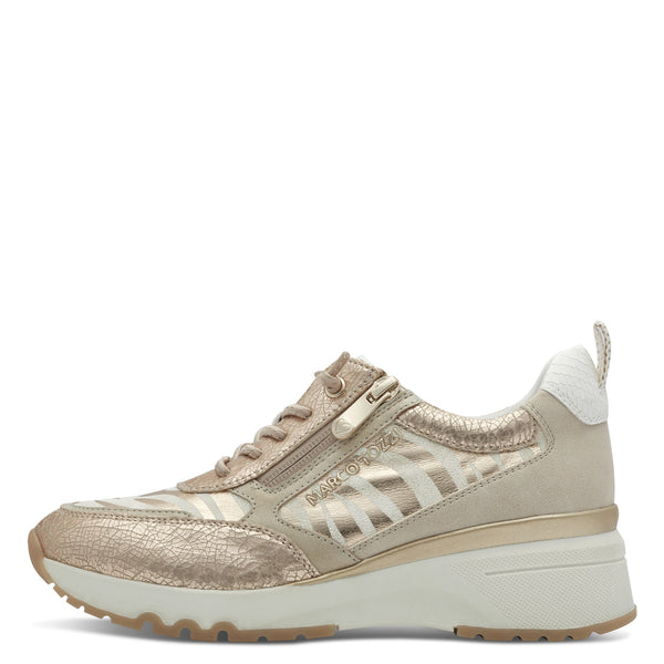 Marco Tozzi Wedge Zip Trainer Gold
