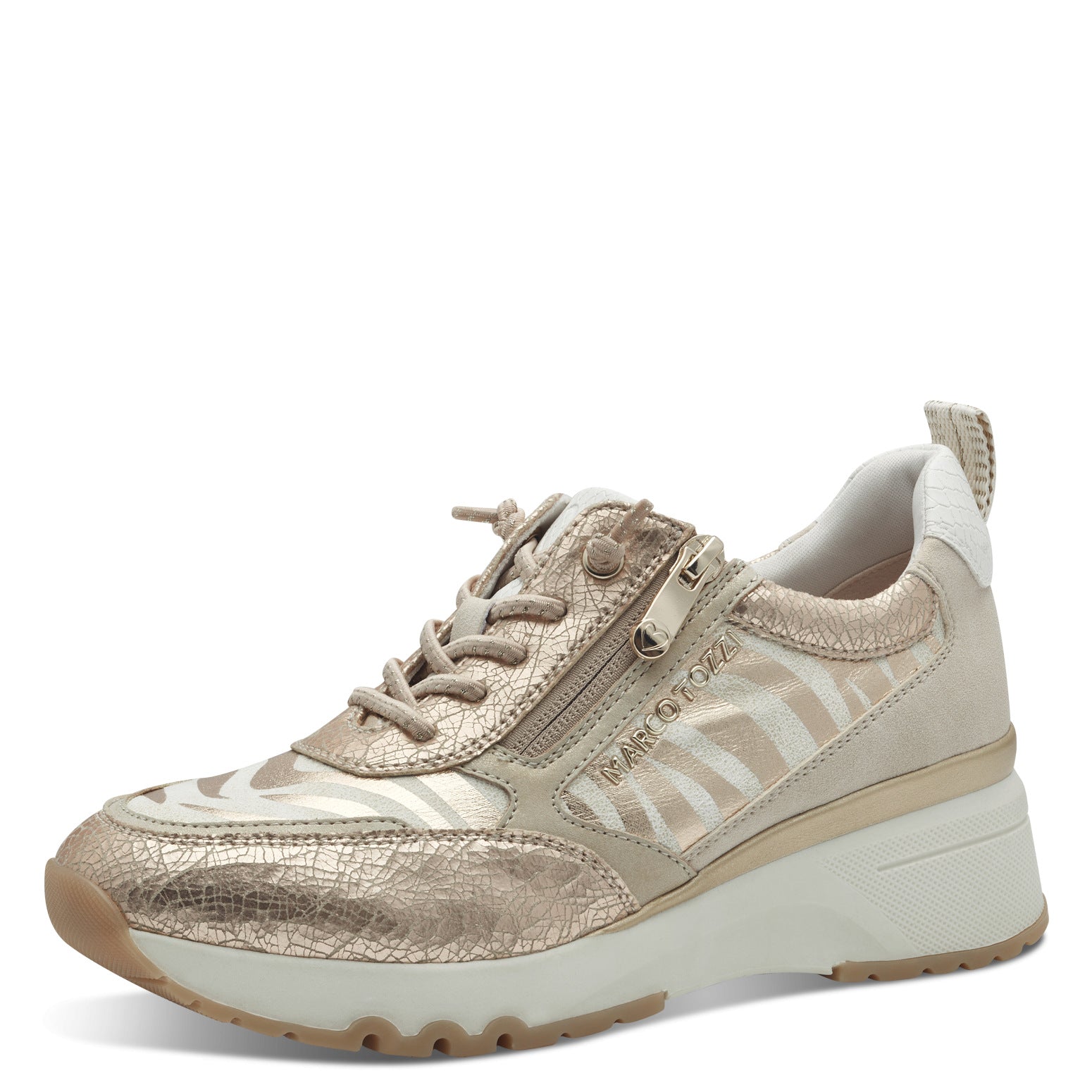 Marco Tozzi Wedge Zip Trainer Gold