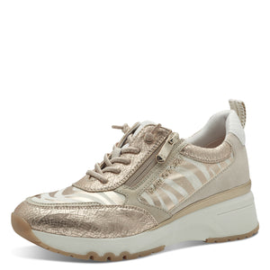 Marco Tozzi Wedge Zip Trainer Gold