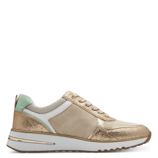 Marco Tozzi Side Zip Trainer- Gold/Green