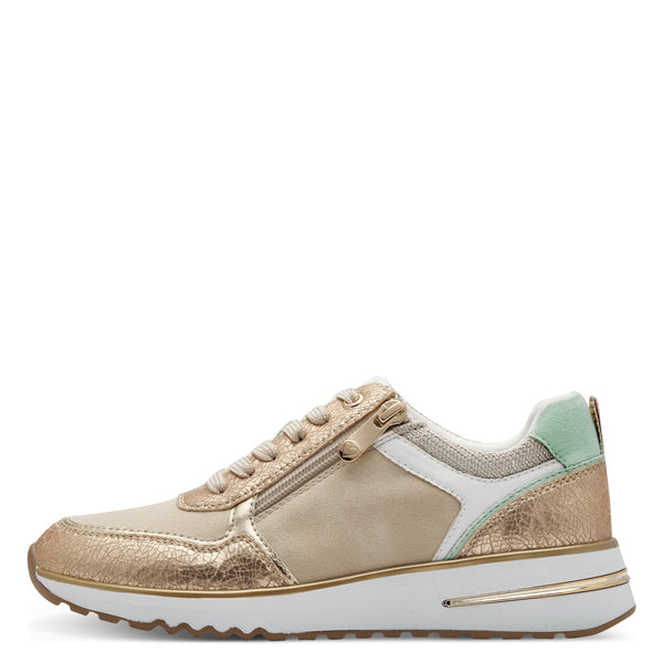 Marco Tozzi Side Zip Trainer- Gold/Green