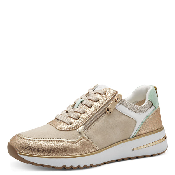 Marco Tozzi Side Zip Trainer- Gold/Green