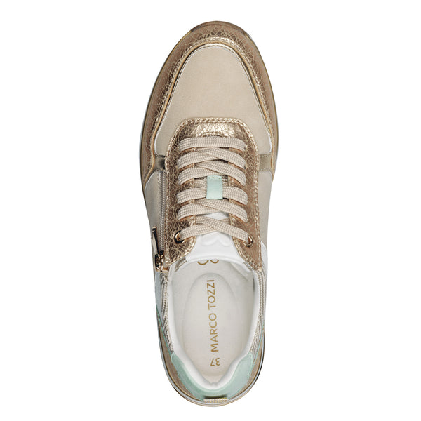 Marco Tozzi Side Zip Trainer- Gold/Green