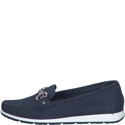 Marco Tozzi Leather Loafer- Navy