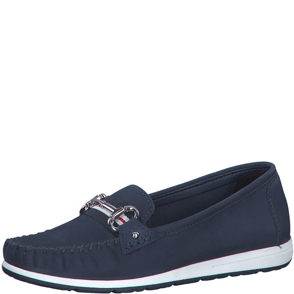 Marco Tozzi Leather Loafer- Navy