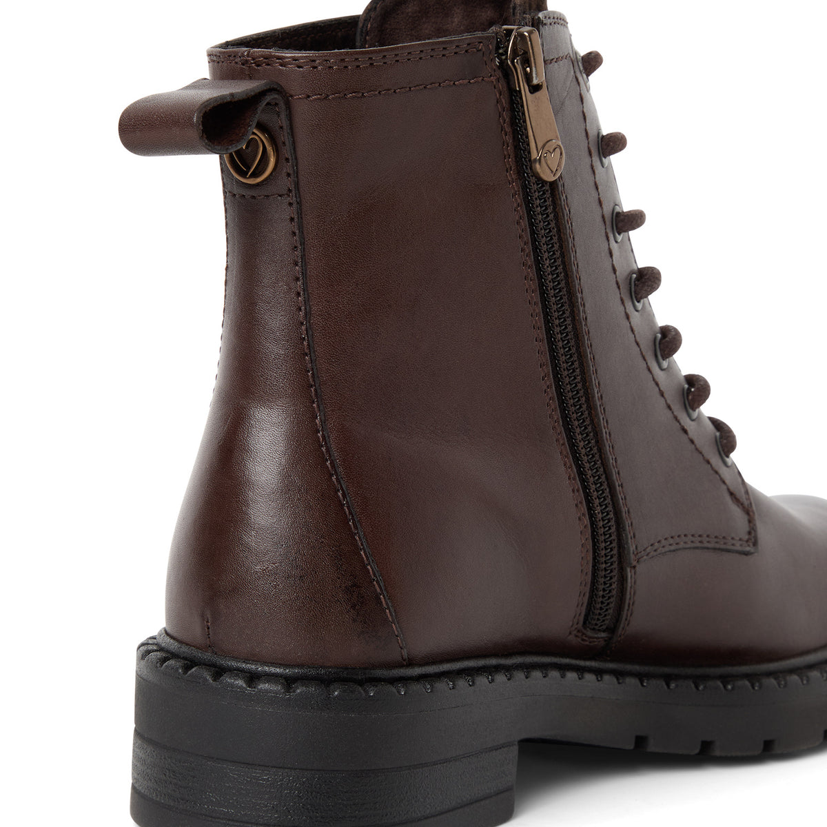 Marco Tozzi  Leather Lace Boot MOCCA