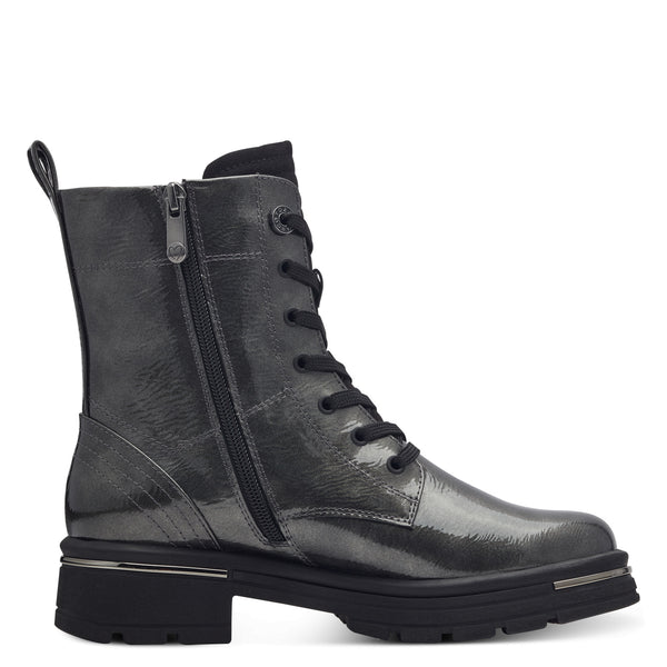 Marco Tozzi Patent Boots Grey