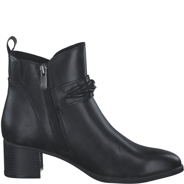 Marco Tozzi Leather Ankle Boots-Black