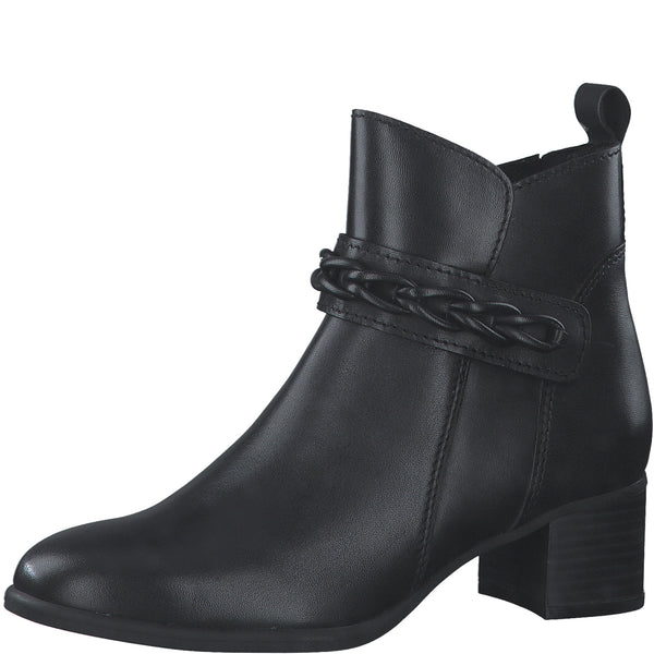 Marco Tozzi Leather Ankle Boots-Black