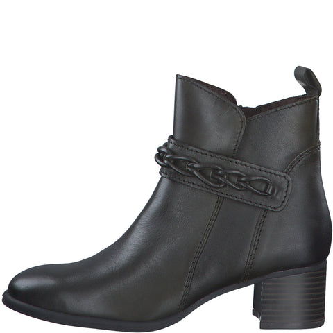 Marco Tozzi Leather Ankle Boots- Olive