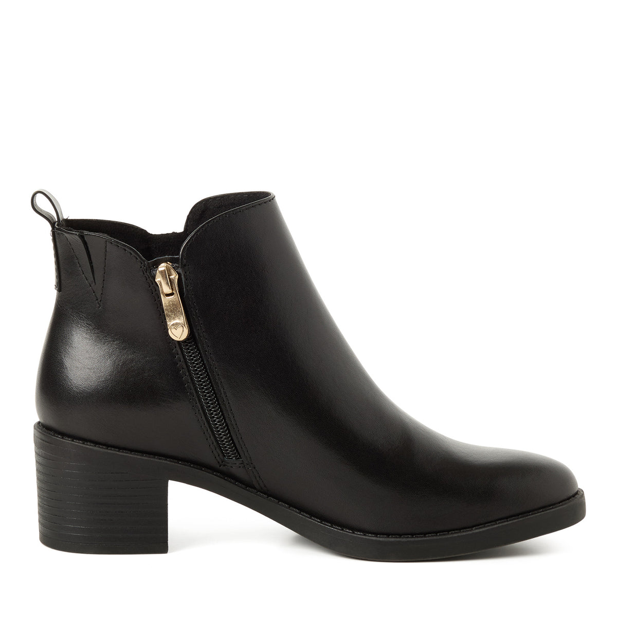 Marco Tozzi Leather Ankle Boot- Black