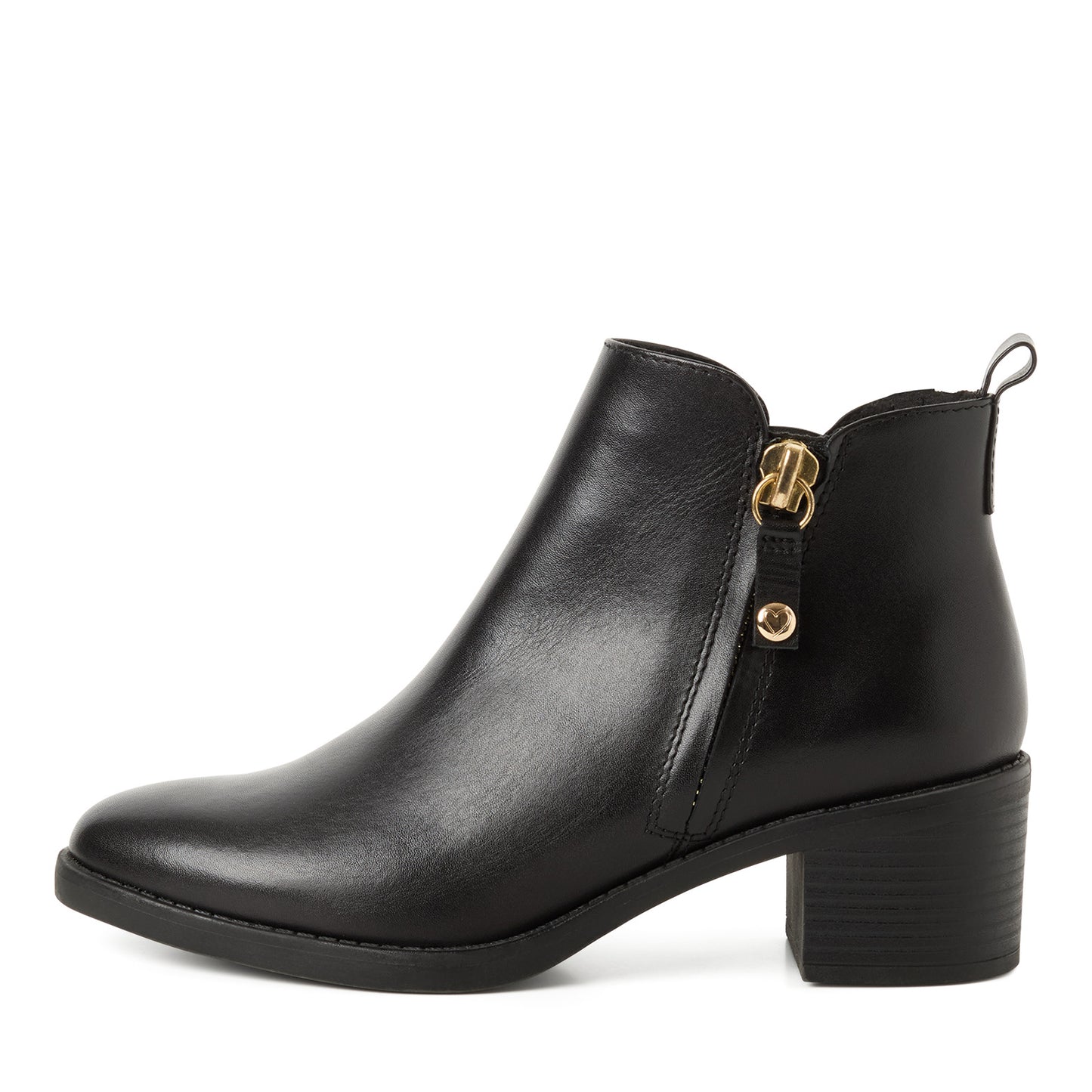 Marco Tozzi Leather Ankle Boot- Black