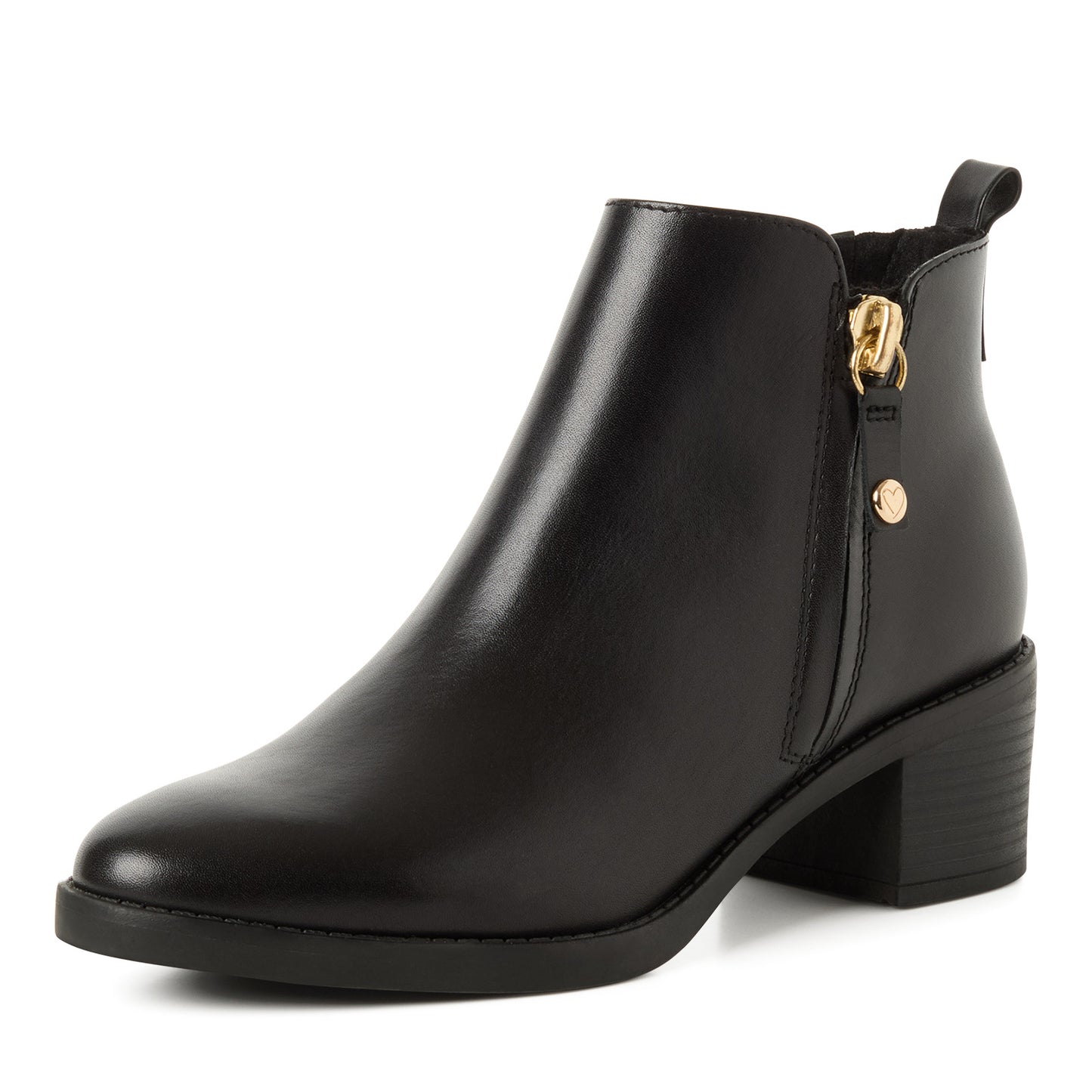Marco Tozzi Leather Ankle Boot- Black