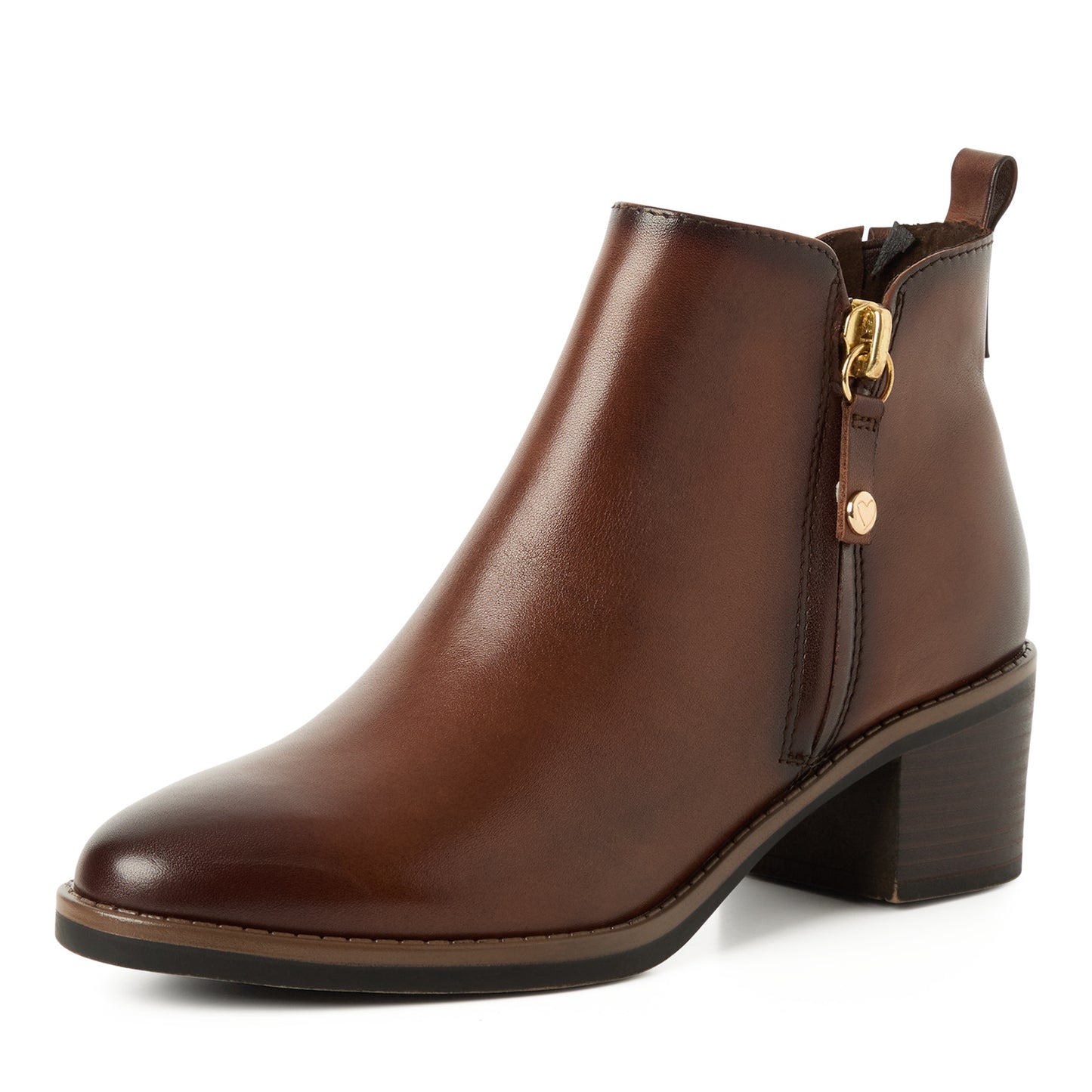 Marco Tozzi Leather Ankle Boot- Cognac