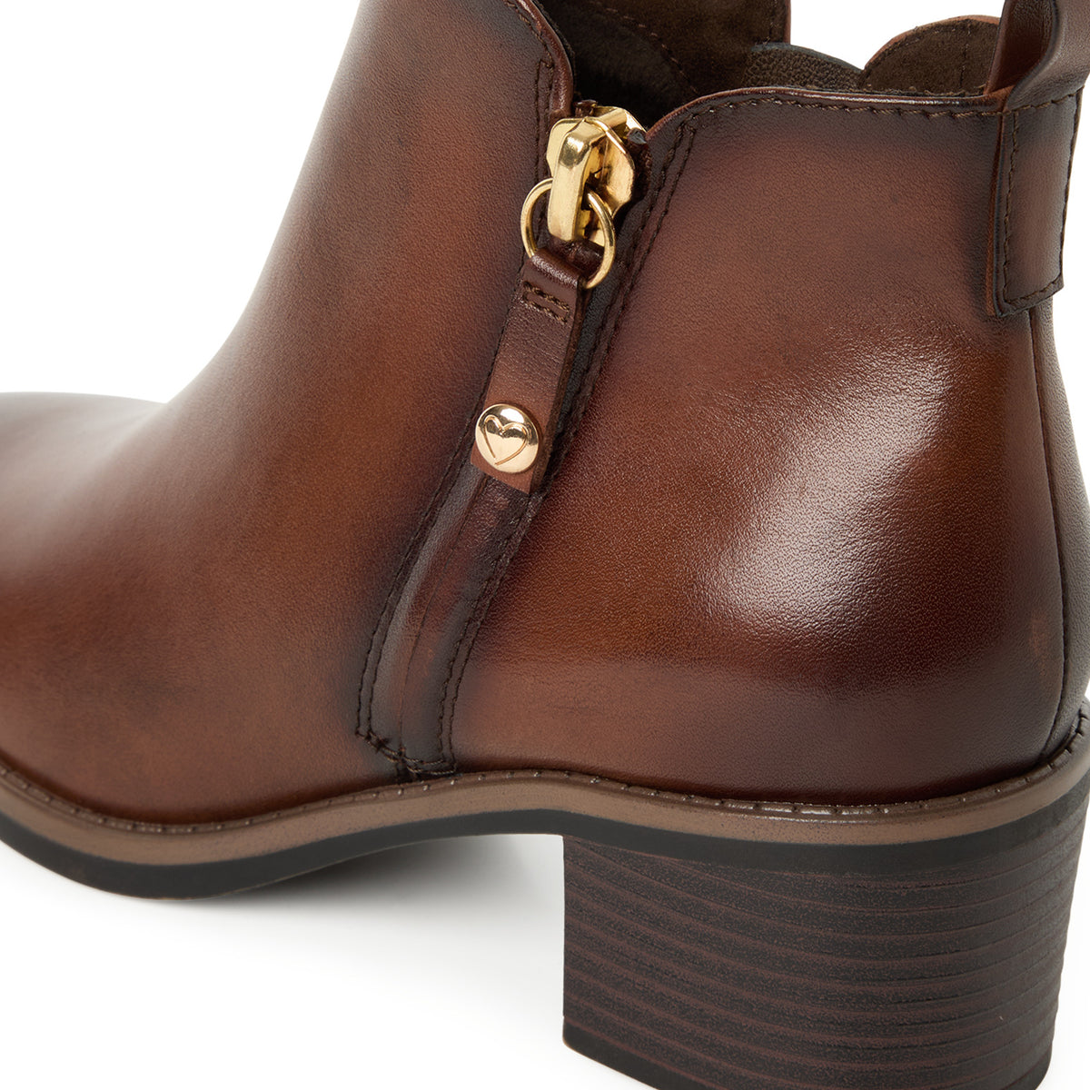 Marco Tozzi Leather Ankle Boot- Cognac