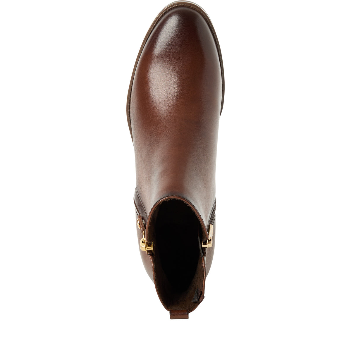 Marco Tozzi Leather Ankle Boot- Cognac