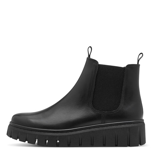 Marco Tozzi Black Leather Chelsea Boot