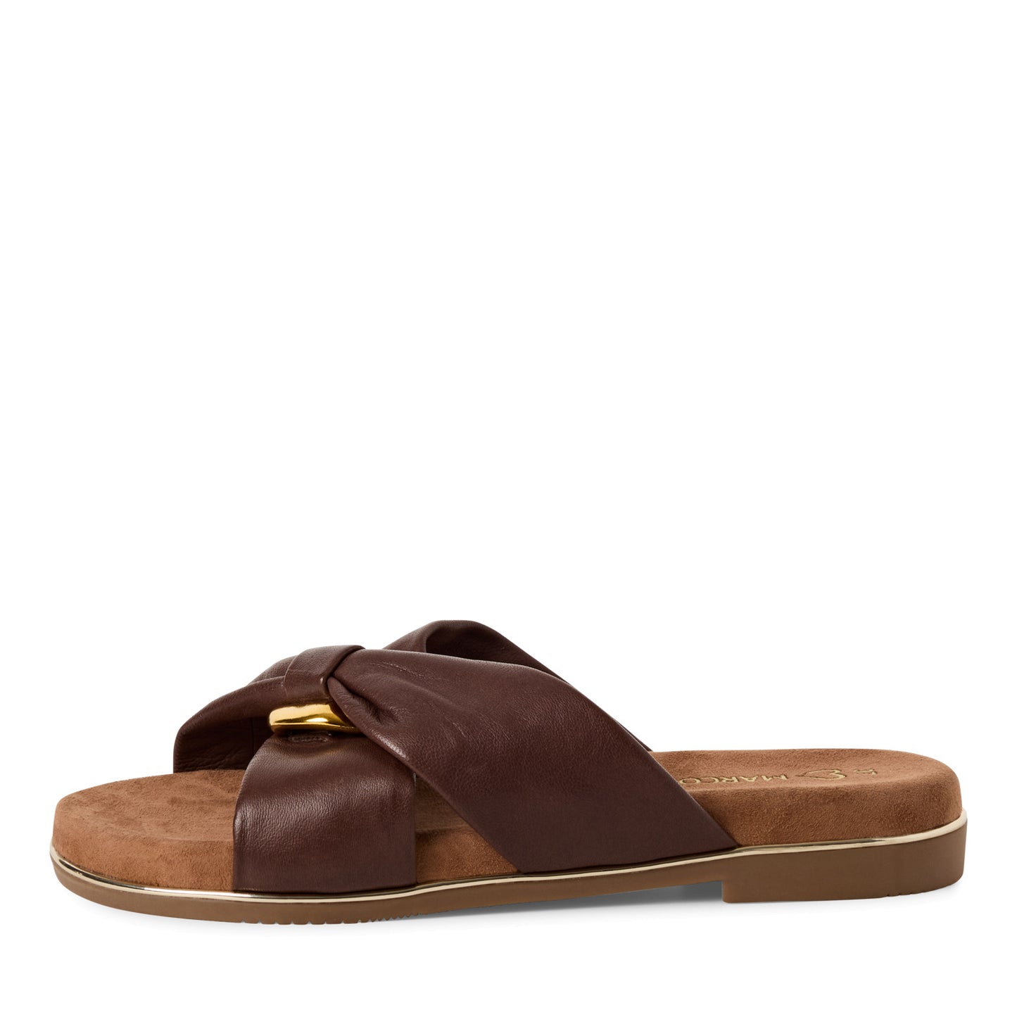 Marco Tozzi Leather Slider Sandal Mocca