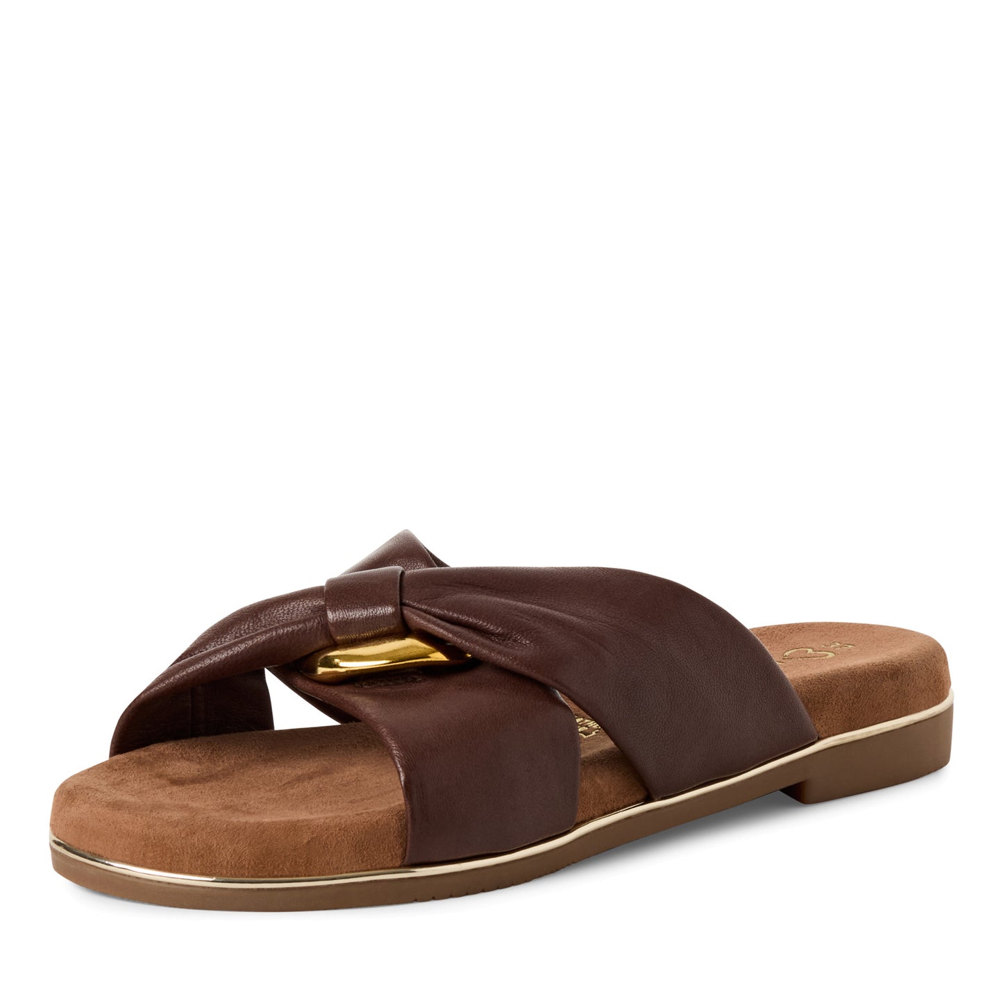 Marco Tozzi Leather Slider Sandal Mocca