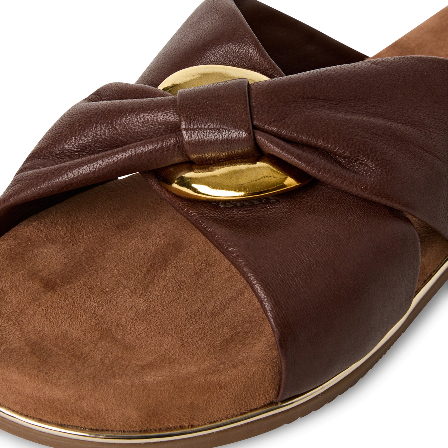 Marco Tozzi Leather Slider Sandal Mocca