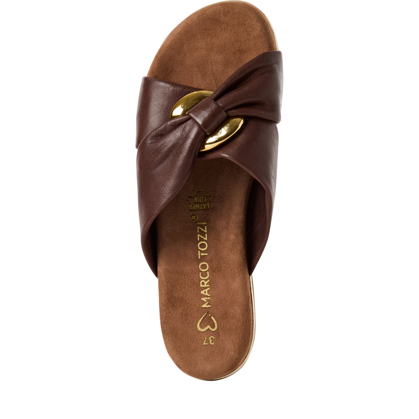 Marco Tozzi Leather Slider Sandal Mocca