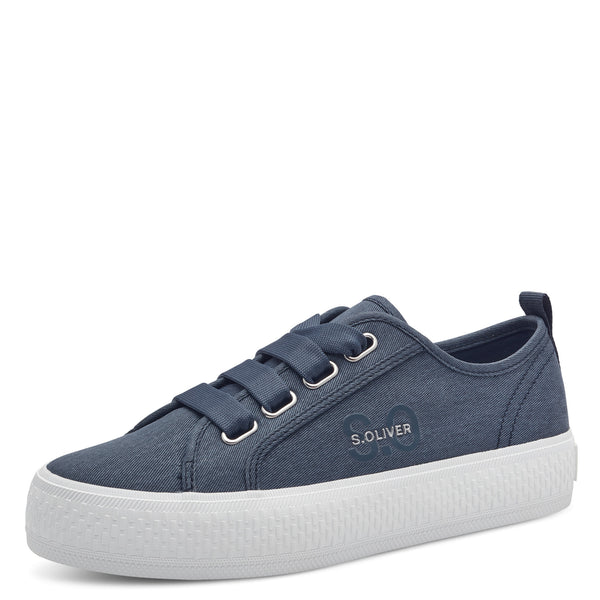 S.Oliver Lace Canvas Trainer Navy