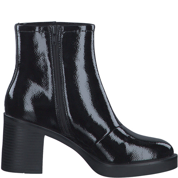 S.Oliver Block Heel Patent Boot-Black