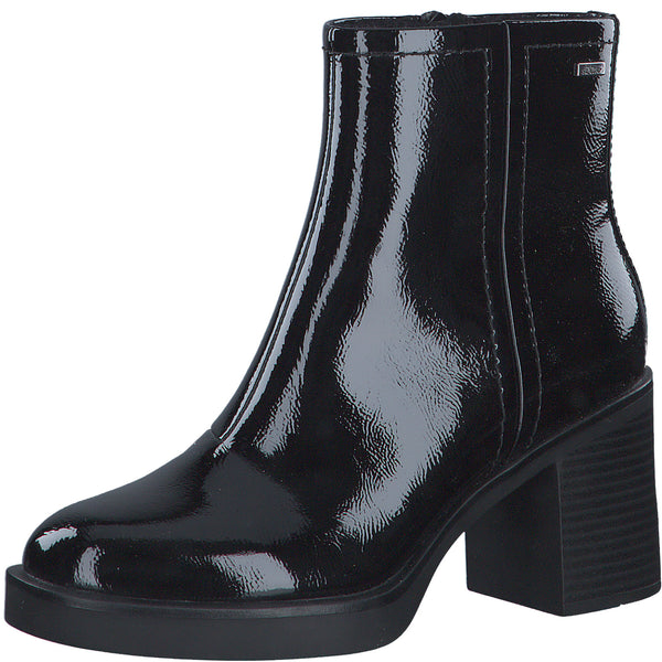 S.Oliver Block Heel Patent Boot-Black