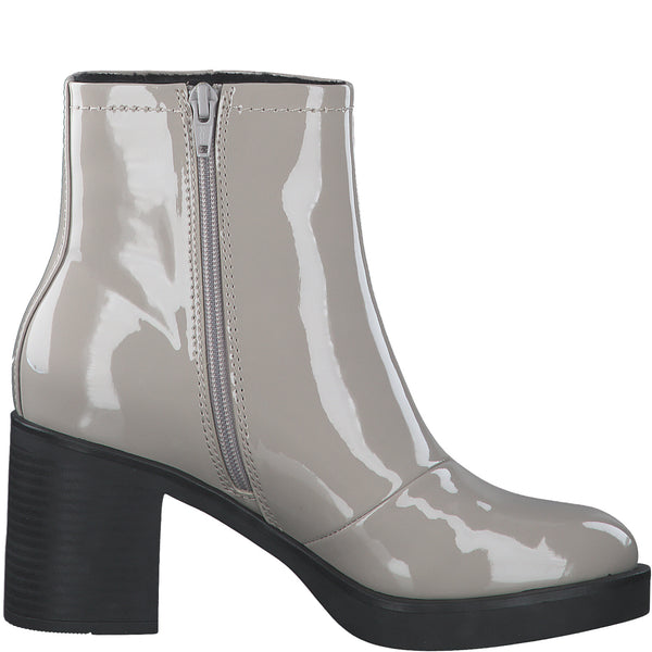 S.Oliver Block Heel Patent Boot-Taupe
