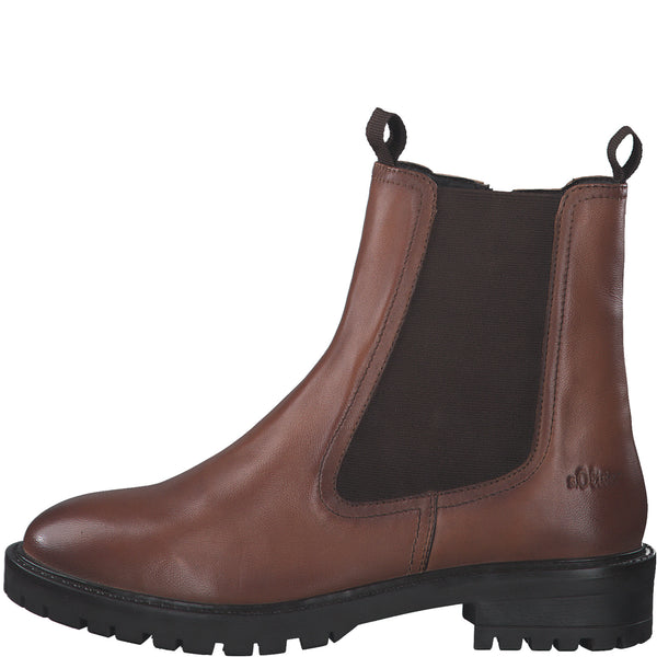 S.Oliver Leather Chelsea Boot COGNAC