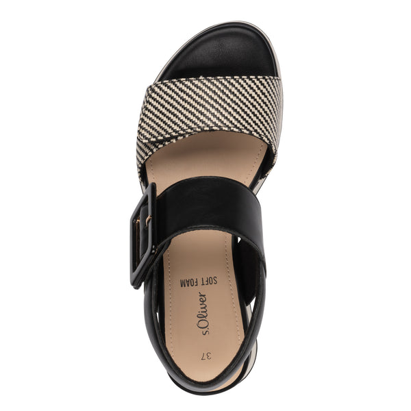 S.Oliver Wedge Sandal- Black