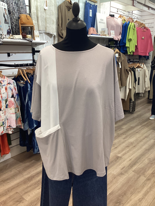 Naya Panel Round Neck Top Taupe
