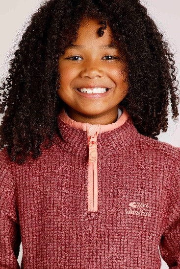 Archie Unisex Kids Eco 1/4 Zip Grid Fleece Rich Red