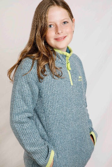 Archie Unisex Kids Eco 1/4 Zip Grid Fleece Blue