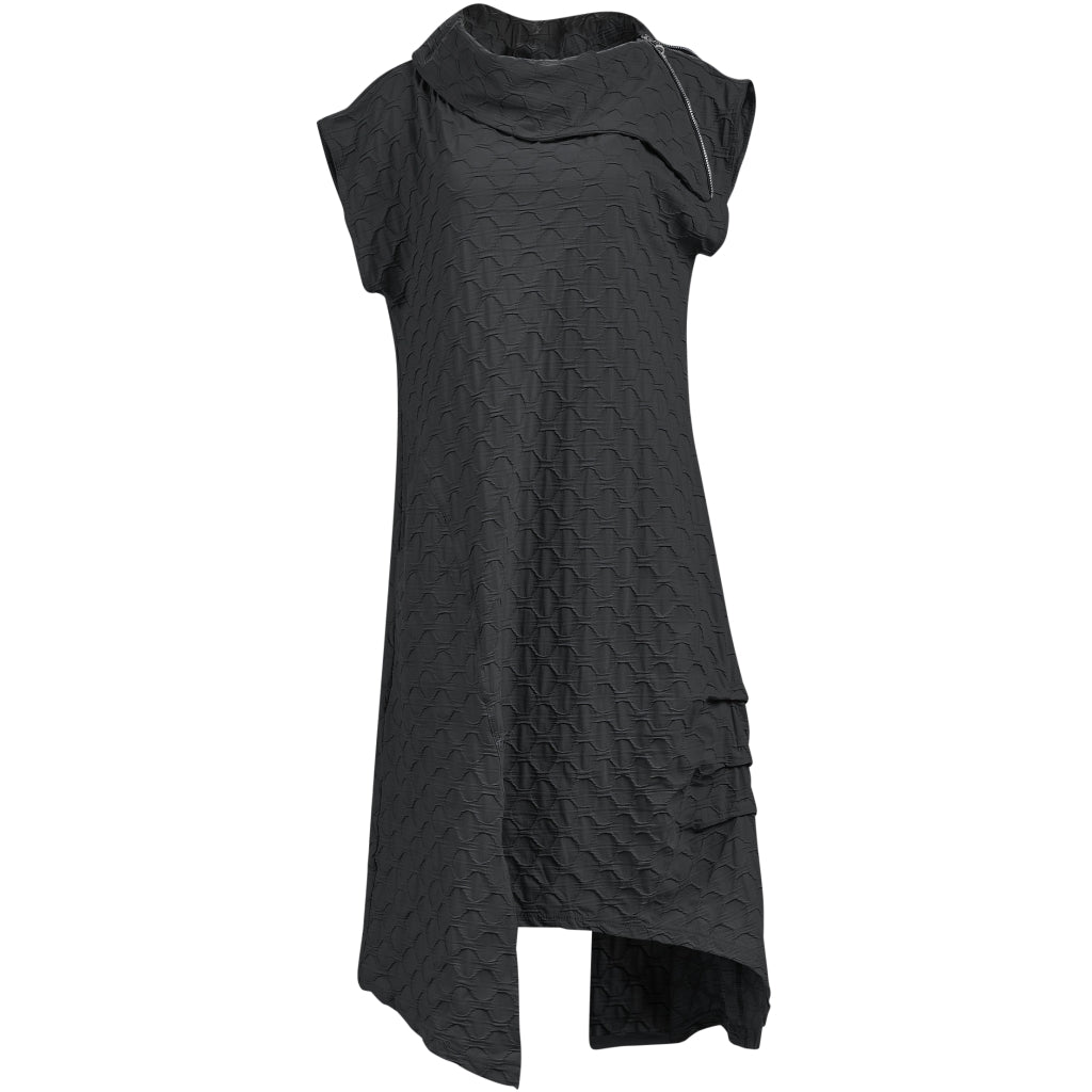 My Soul Bubble Zip Neck Dress Black