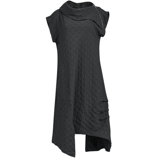 My Soul Bubble Zip Neck Dress Black