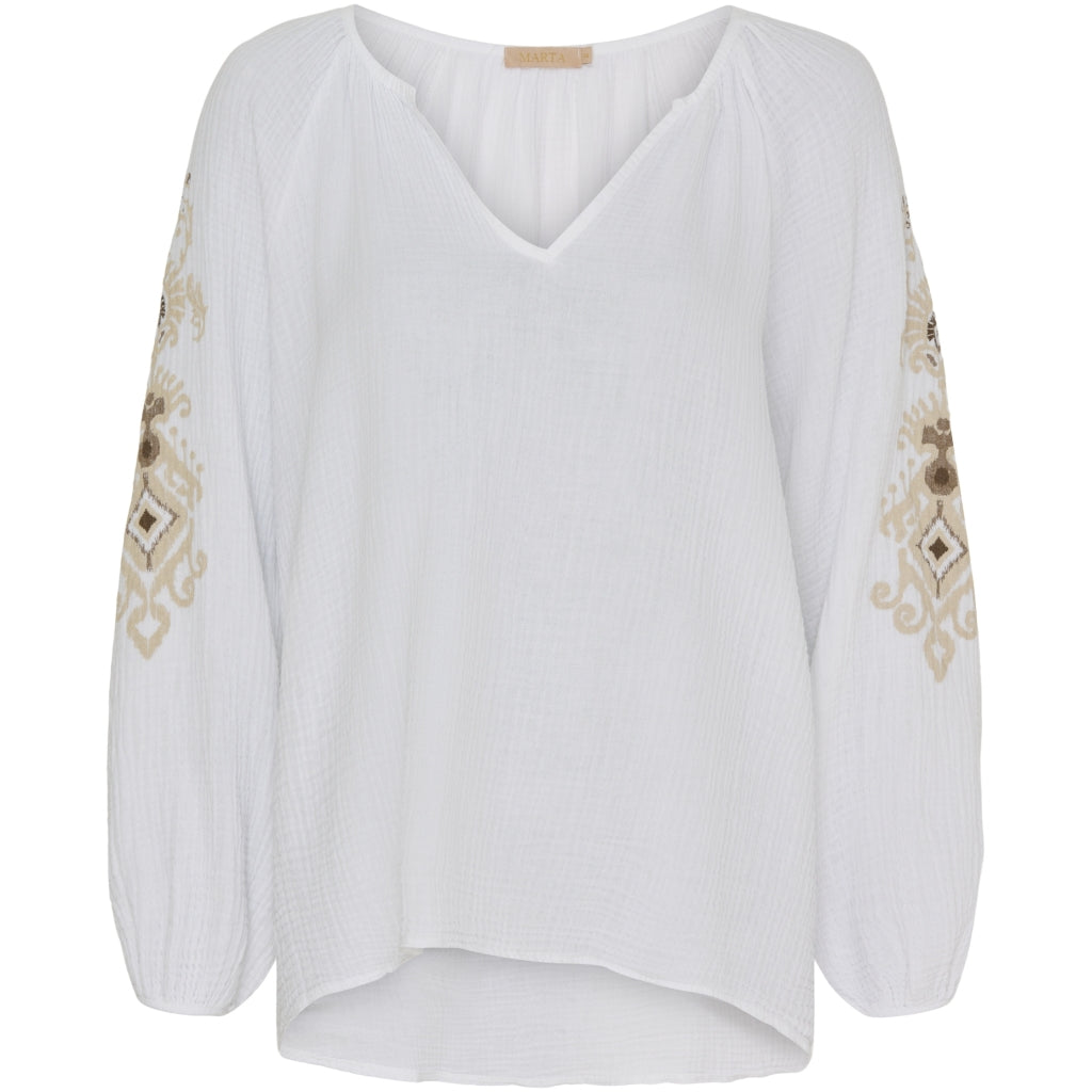 Marta Du Chateau Cotton Blouse White/Beige