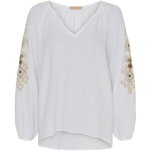 Marta Du Chateau Cotton Blouse White/Beige