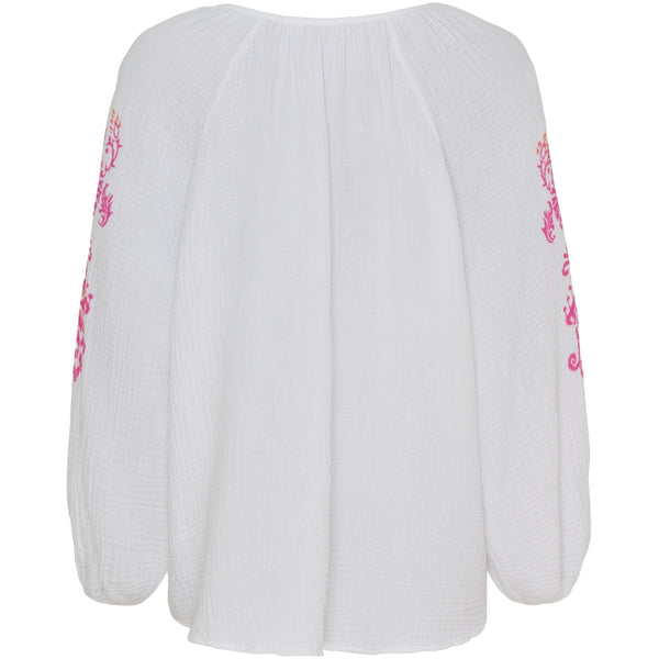 Marta Du Chateau Cotton Blouse White/Fuxia