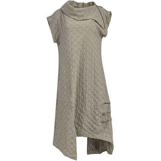 My Soul Bubble Zip Neck Dress Khaki