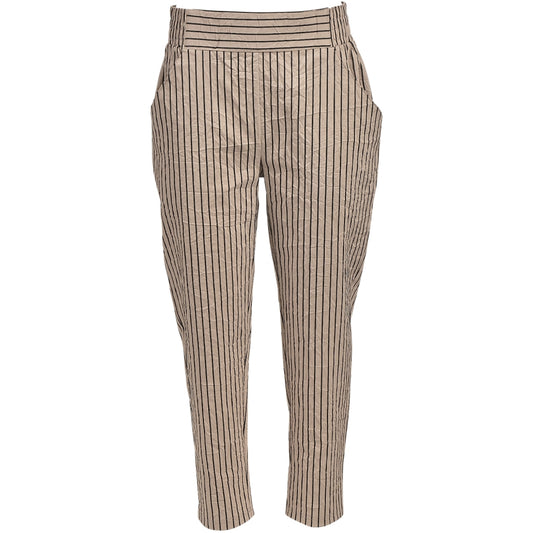 My Soul Stripe Crinkle Crop Trousers Sand