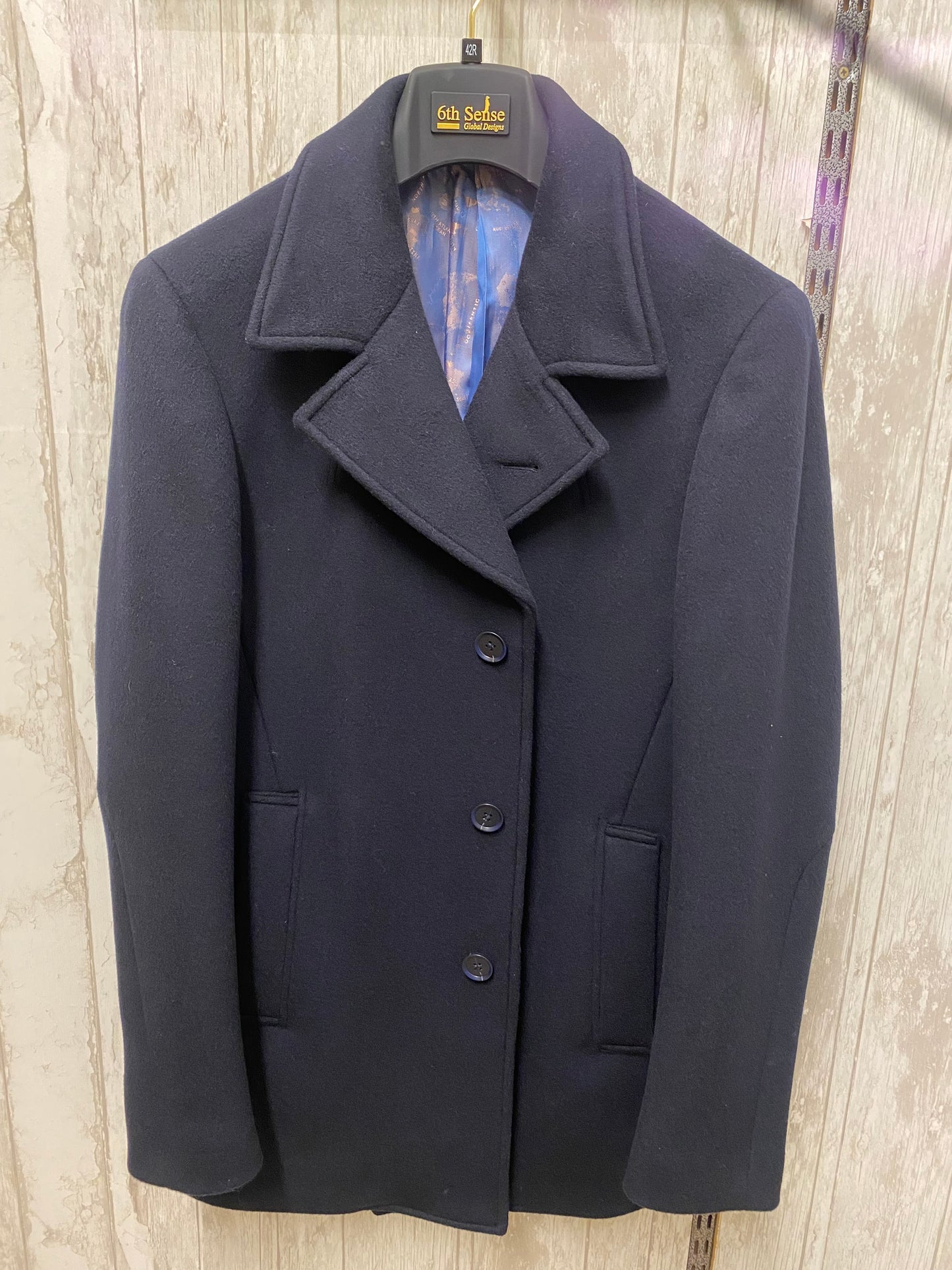 6th Sense Wool Coat-Navy