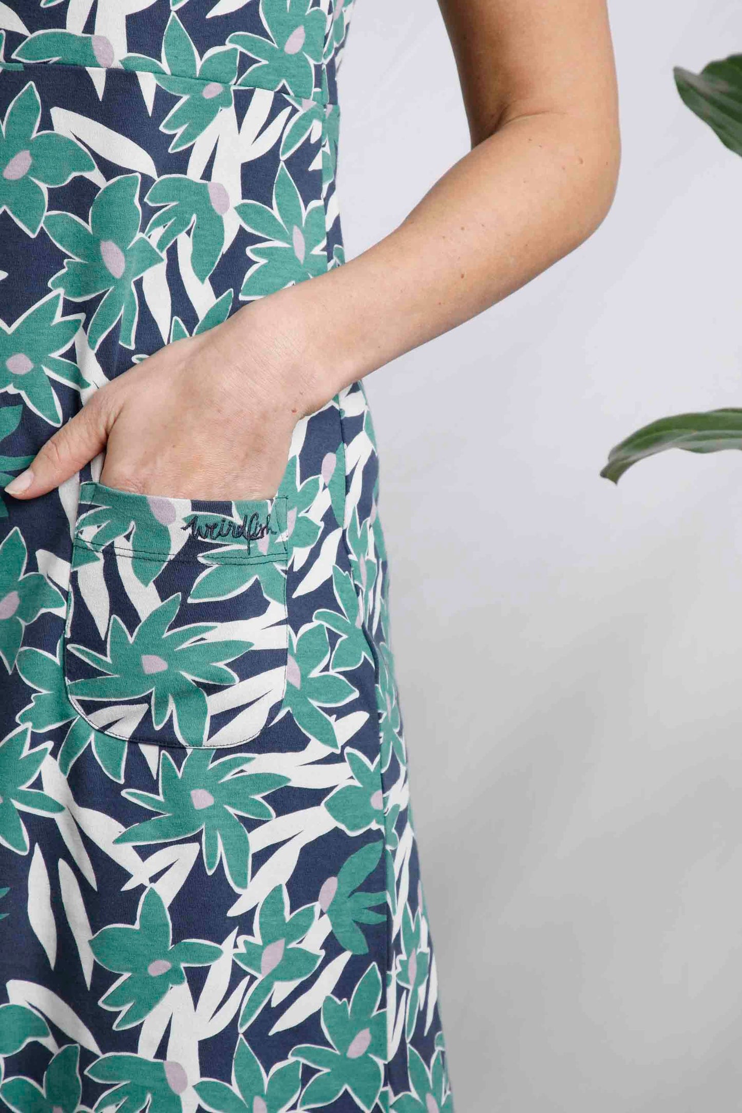 Weird Fish Tallahassee Organic Jersey Dress-Dark Jade