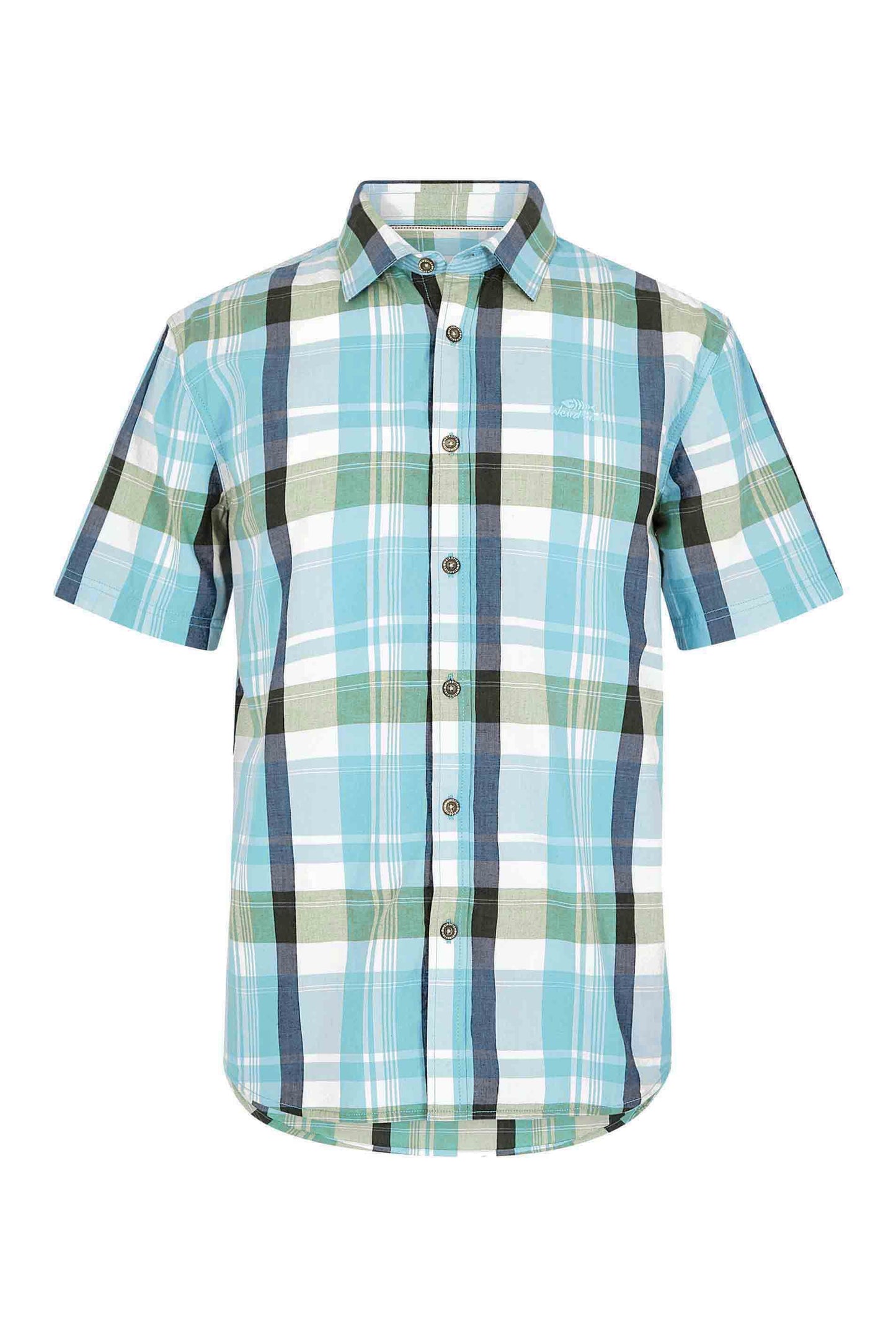 Weird Fish Judd Short Sleeve Check Shirt Sky Blue