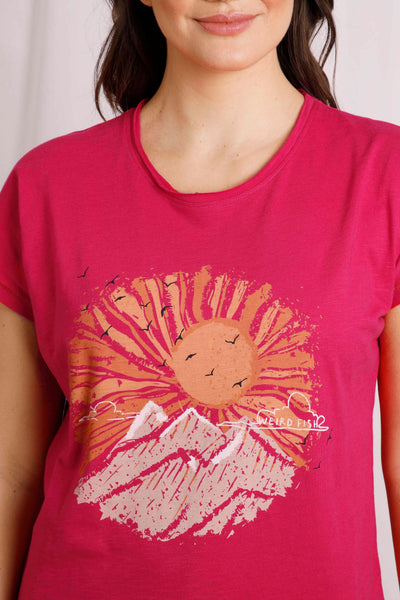 Weird Fish Sundown Slub Graphic T-Shirt- Hot Pink