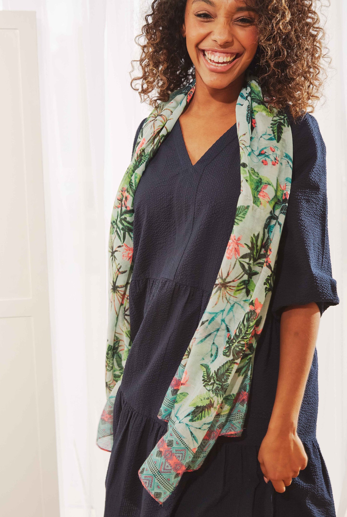 Weird Fish Kiera Recycled Scarf Aqua Blue