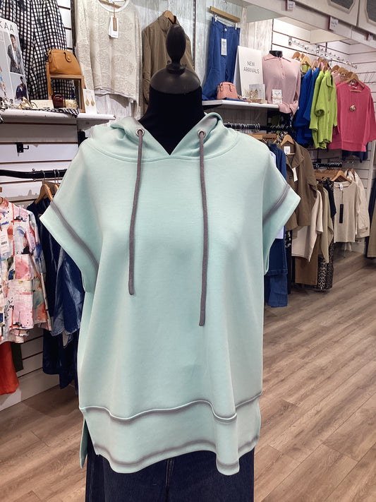 Naya Short Sleeve Spray Painted Hooded Top Mint